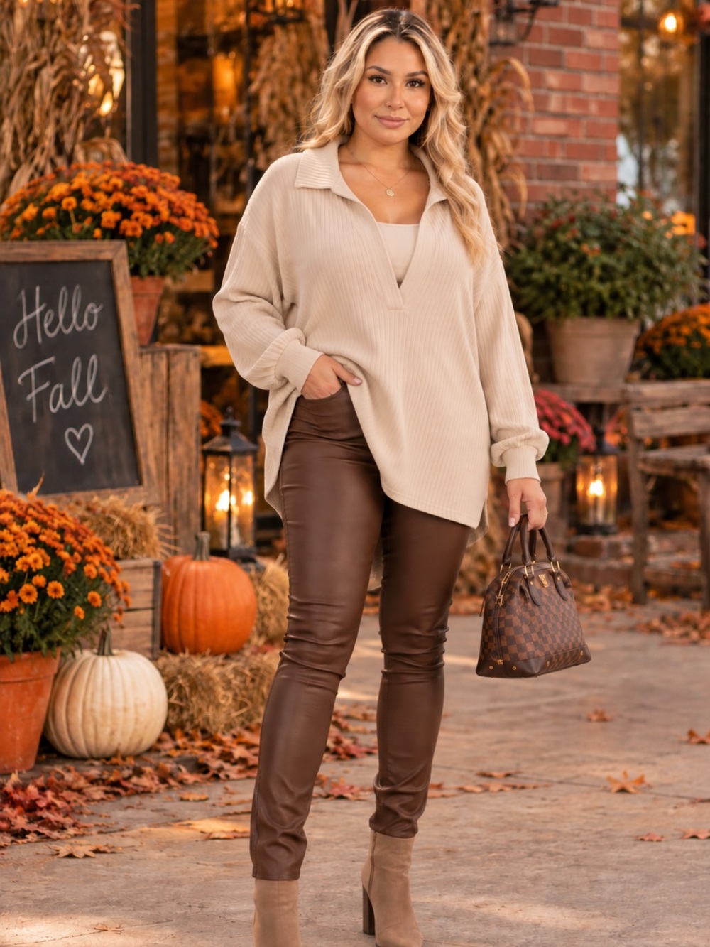 KK1 🖤🤍🤎 Relaxed Ribbed V‑Neck Tunic Sweater (3 colors)